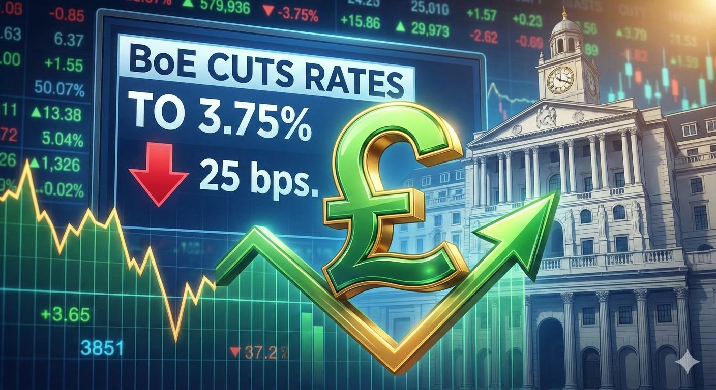 Pound Sterling bounces back after BoE cut interest rates by 25 bps to 3.75%